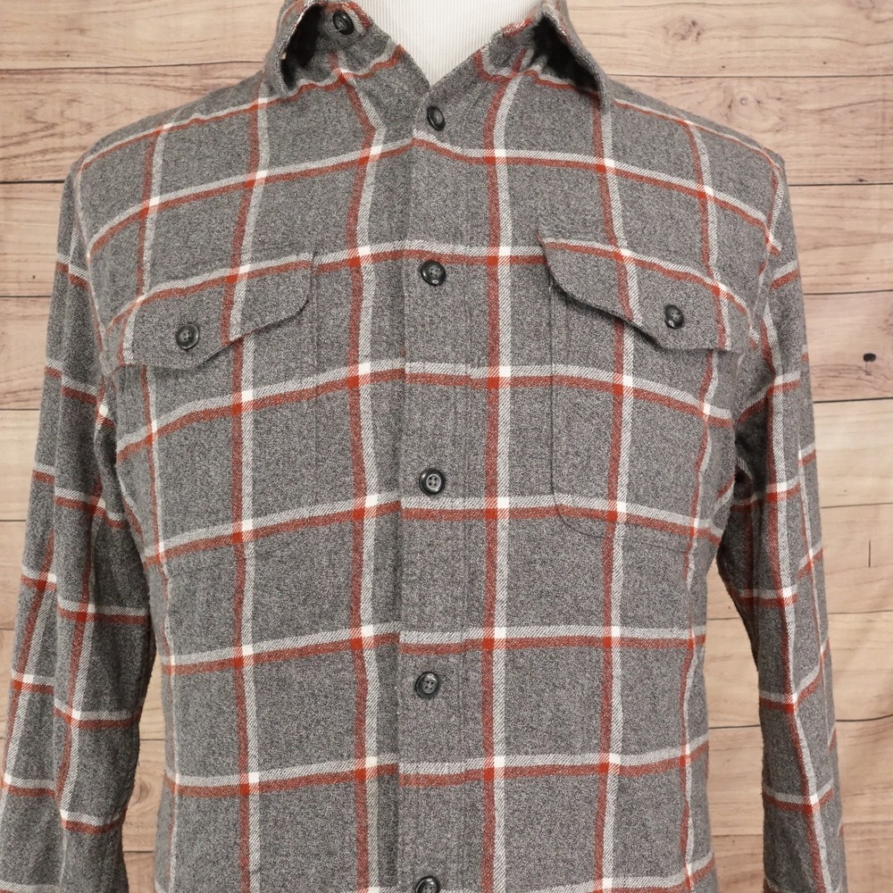 Sonoma Flannel Shirt Mens Medium Grey Plaid Long Sleeve Cotton Button Up